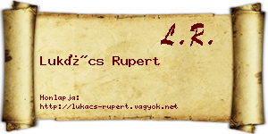 Lukács Rupert névjegykártya